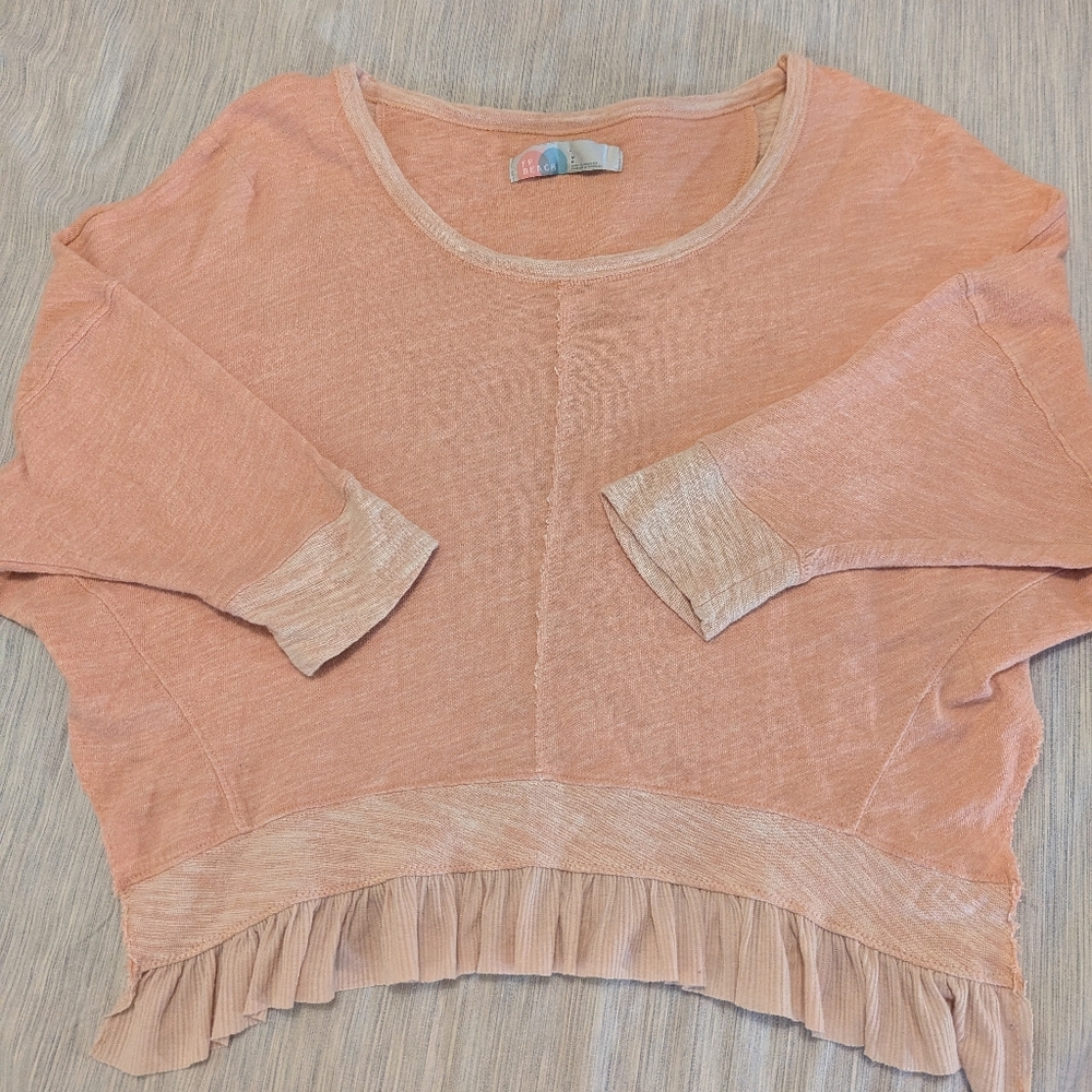 Free People Beach Ruffle Hem Top Pink Peach Size S